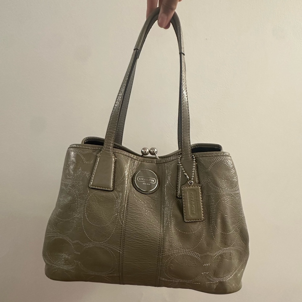 Coach Signature Stitch Kiss-Lock Satchel